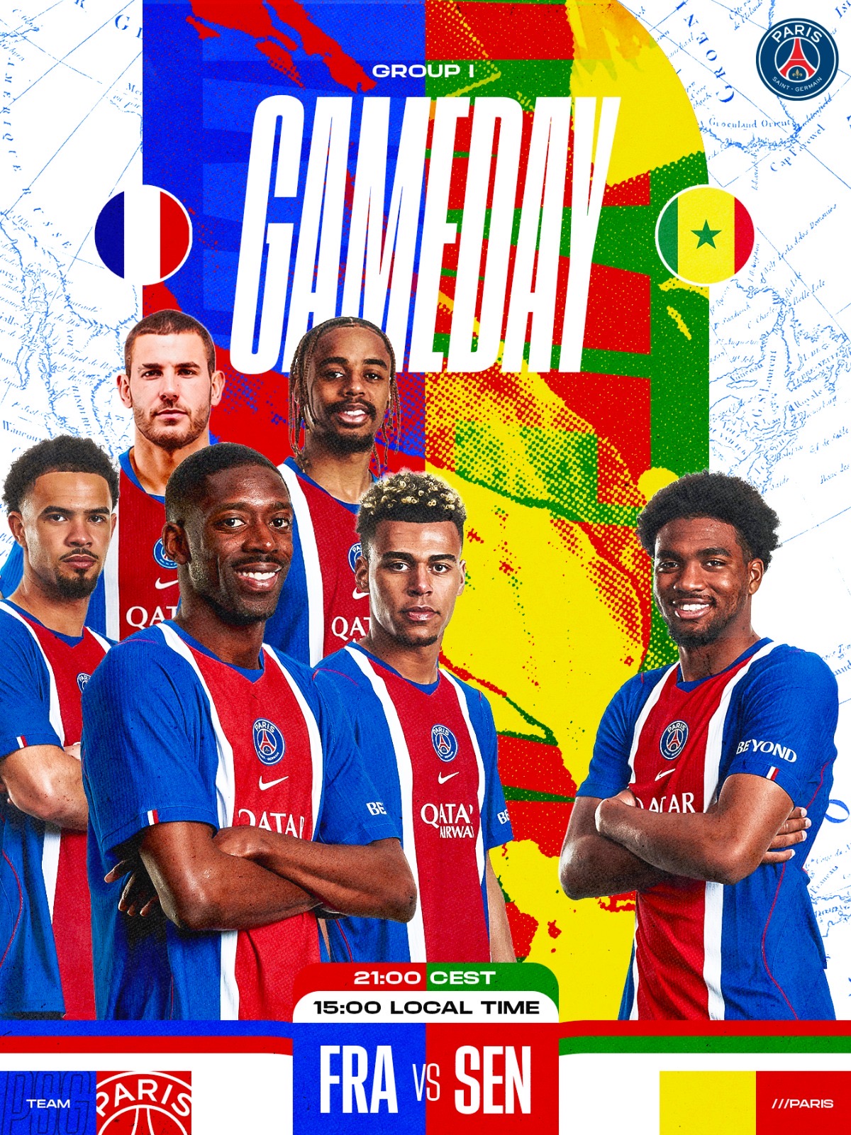 Ousmane Dembele, Desiree Doue, Warren Zayer Emery, Bradley Barkula and Lucas Hernandez of France will face Ibrahim Mbappe of Senegal!