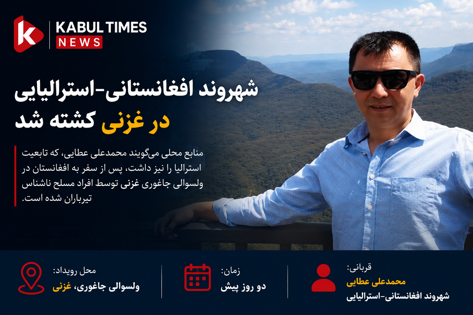 Afghan-Australian citizen killed in Ghazni