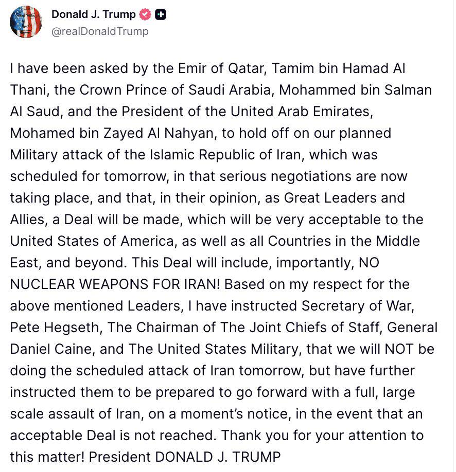 Postponement of U.S. Attack on Iran Middle East on High Alert