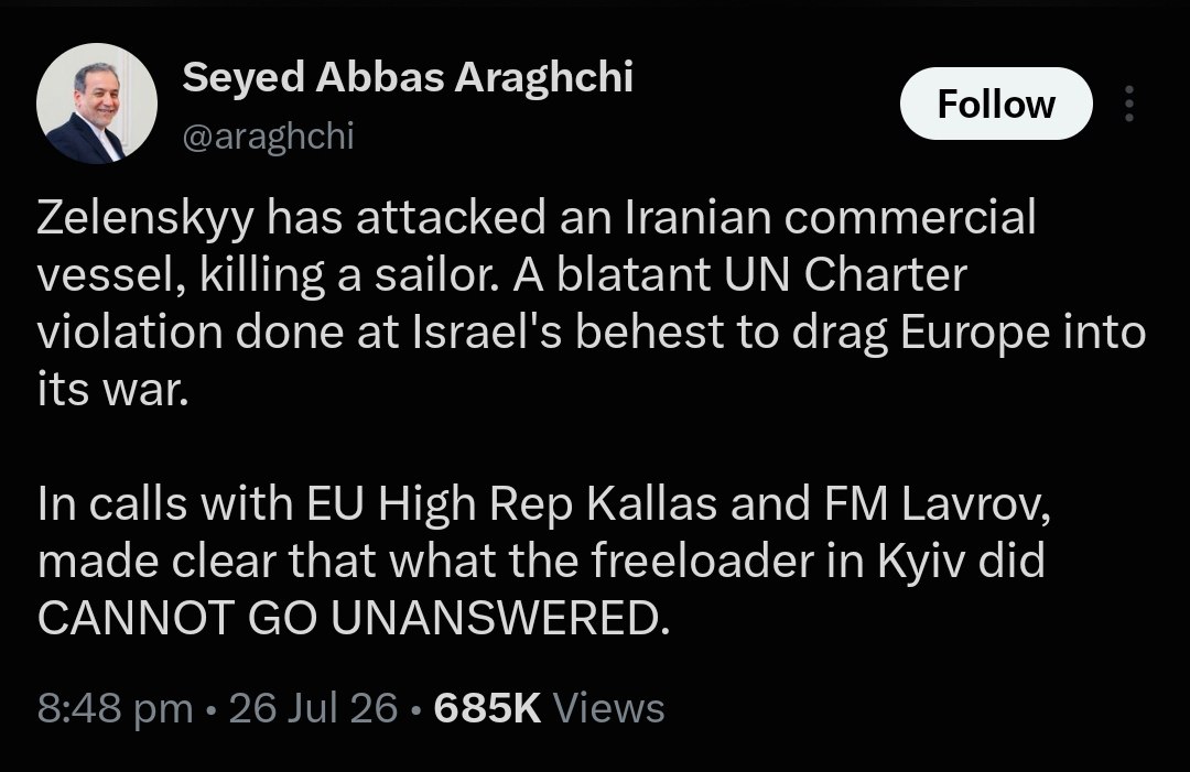 Iran: Ukraine’s Attack on an Iranian Commercial Vessel in the Caspian Sea Will Not Go Unanswered